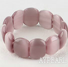 7.5 inches stretchy style peach pink cat's eye bangle bracelet 