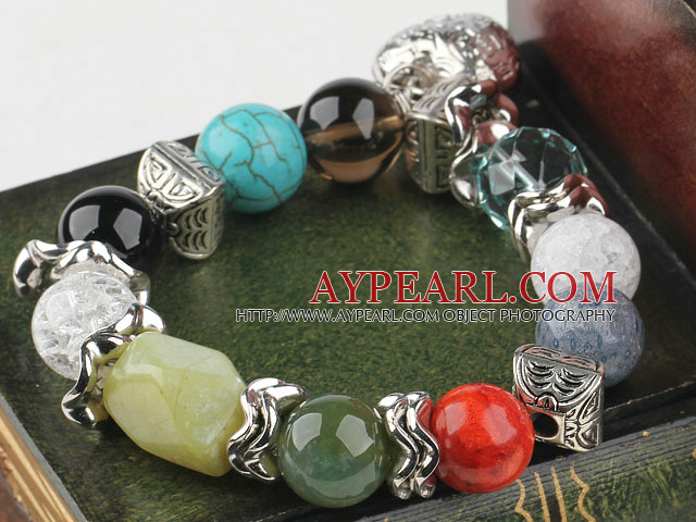 colored multi-stone pearl bracelet
