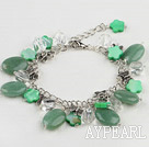Aventurine and green shell bracelet with extendable chain