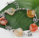 agate beads and butterfly tibet silver beads bracelet with extendable chain