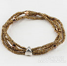 multi strand golden color crystal and glass beads bracelet