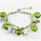 green colored glaze and star charms bracelet with extendable chain