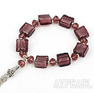 elastic  fuchsia colored glaze and  crystal bracelet 