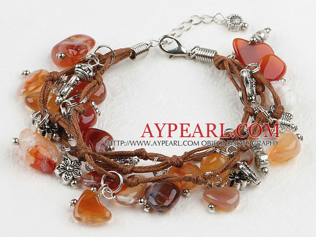 multi strand primary color agate bracelet with extendable chain