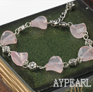 light pink waved shape agate bracelet with extendable chain