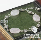 clear crystal and rose quartze bracelet with extendable chain