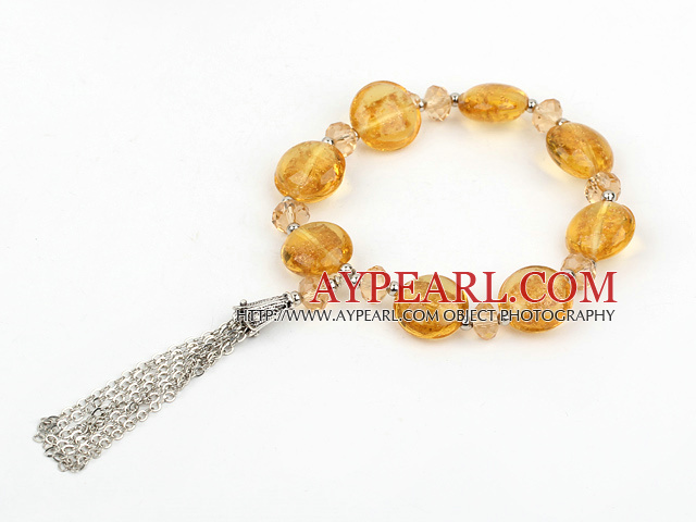 elastic yellow crystal and colored glaze bracelet 