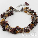 vitelline stone chips beaded bracelet with extendable chain