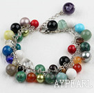 multi color gemstone beaded bracelet with extendable chain