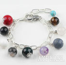 multicolor gem stone beaded bracelet with extendable chain
