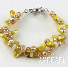 New Design Yellow Freshater Pearl Crystal Bracelet