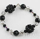 7.5 inches white and black crystal bangle  bracelet 