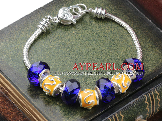 Fashion Style Dark Blue Colored Glaze Charm Bracelet