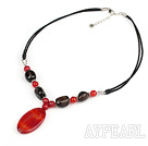 agate and smoky quartze necklace with extendable chain