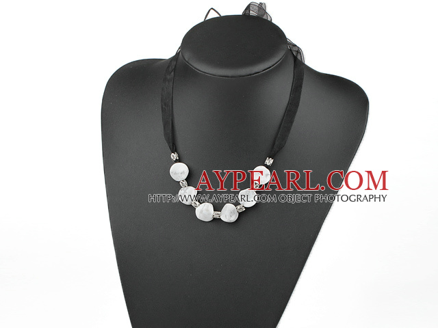 16mm howlite necklace with black ribbon