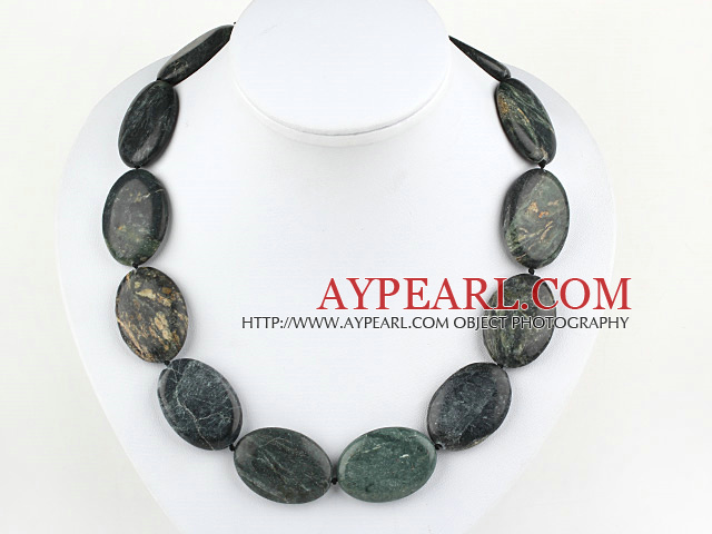 18 inches 25*35mm black stone necklace with moonlight clasp