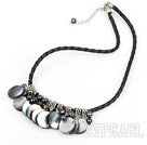 pearl and black lip shell necklace with extendable chain