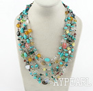 multi strand colorful stone and crystal necklace with lobster clasp