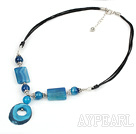 saleable blue agate necklace with extendable chain