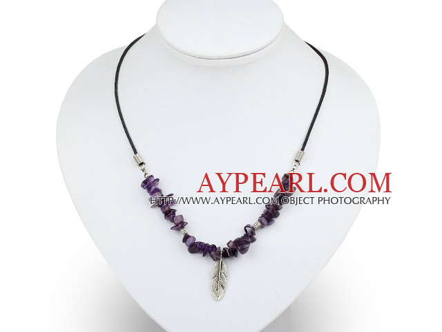 simple and fashion amethyst necklace with extendable chain