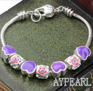 Purple Color Heart Shape Accessories Charm Bracelet