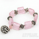 pink colored glaze elastic bracelet with ball accessories