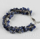 single strand sodalite chips bracelet with adjustable chain
