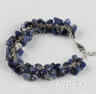 single strand sodalite chips bracelet with adjustable chain