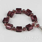 purple red crystal and colored glaze elastic bracelet