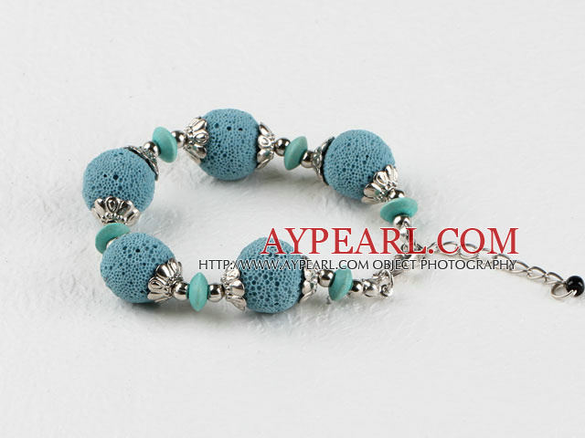 lovely style blue volcanic stone braceet with extendable chain