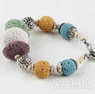 lovely style colorful volcanic stone braceet with extendable chain
