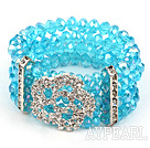 multi strand stretchy sea blue crystal bangle bracelet with rhinestone