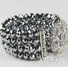 multi strand stretchy silver-grey crystal bangle bracelet with rhinestone