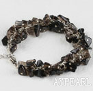 7.5 inches smoky quartze  chips beaded bracelet with extendable chain