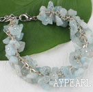 7.5 inches aquamarine chips beaded bracelet with extendable chain