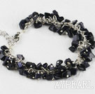 7.5 inches blue sandstone chips beaded bracelet with extendable chain
