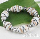 elastic 7.5 inches white colored glaze and crystal bracelet 