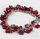 7.5 inches wine red pearl and shell bracelet