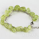 Yellow green color burst pattern crystal bracelet with extendable chain