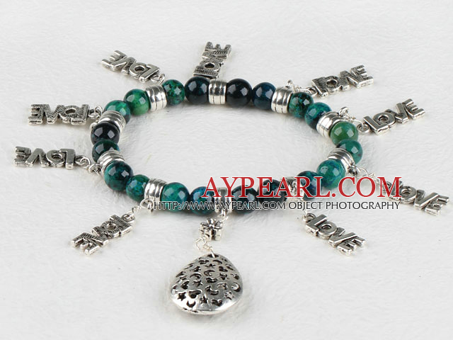 7.5 inches elastic phoenix stone bracelet with love charm