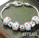 Fashion Style White with Colorful Colored Glaze Charm Bracelet