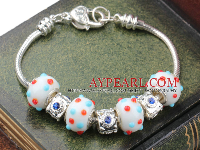 Fashion Style White with Colorful Colored Glaze Charm Bracelet
