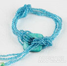 blue lampwork glass beads shell bracelet(adjustable)