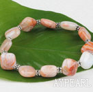 7.5 inches stretchy agate bracelet with tibet silver charm