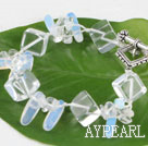clear crystal and opal bracelet with toggle clasp
