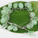 7.5 inches green burst pattern crystal bracelet with extendable chain