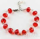 7.5 inches manmade red crystal bracelet with extendable chain