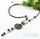 18.1 inches glitter stone necklace pendant with extendable chain