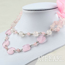rose quartz necklace with pink ribbon