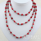 47 inches red coral long style necklace